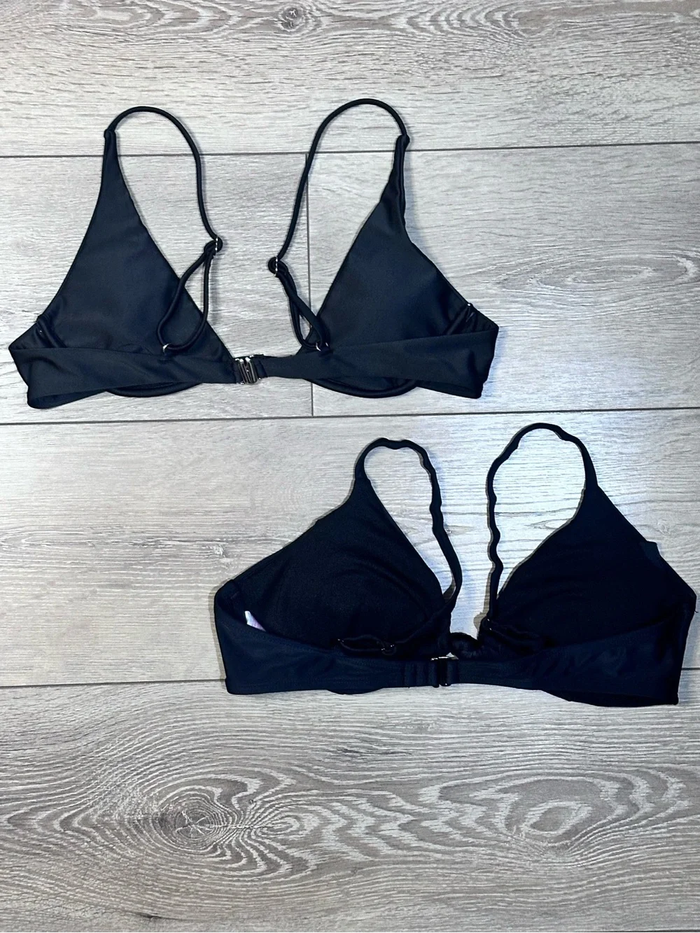 Lot Of 2 Bikini Tops Black Swimwear With Removable Padding & Adjustable Straps